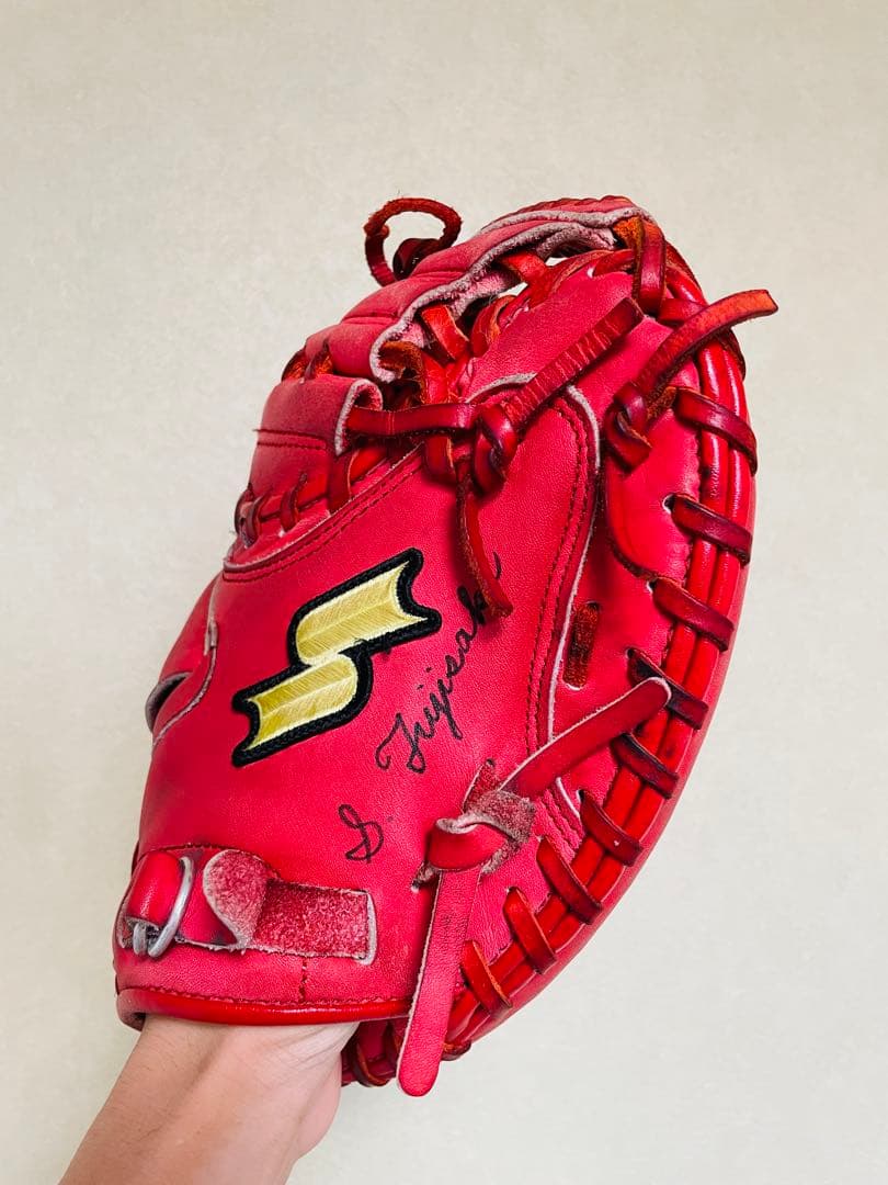 美品✨SSK キャッチャーミット 軟式 右投げ 赤 即戦力 レッド エスエスケー