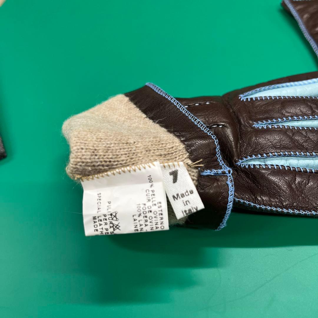 エトロブラウンレザー手袋 Mサイズ