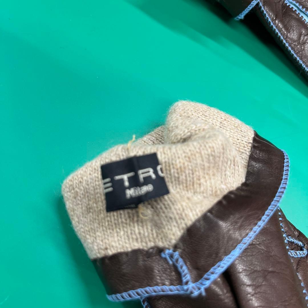 エトロブラウンレザー手袋 Mサイズ