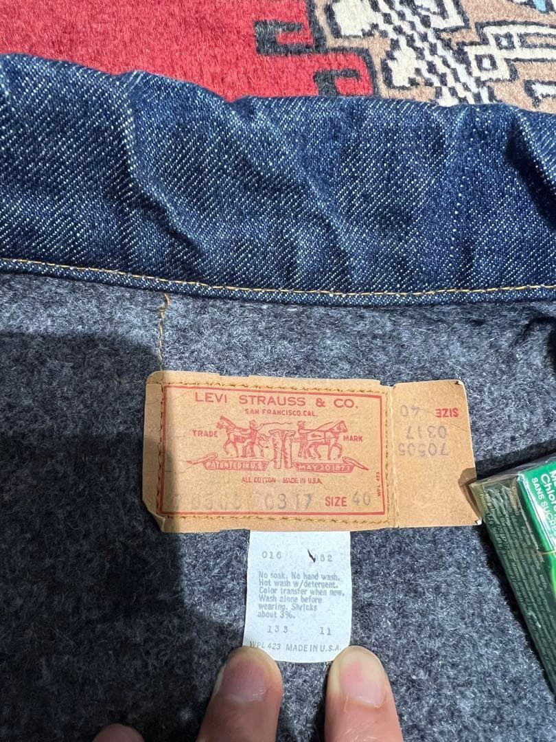 極美品 70’s Levi's 70505-0317 ブランケット付 USA製