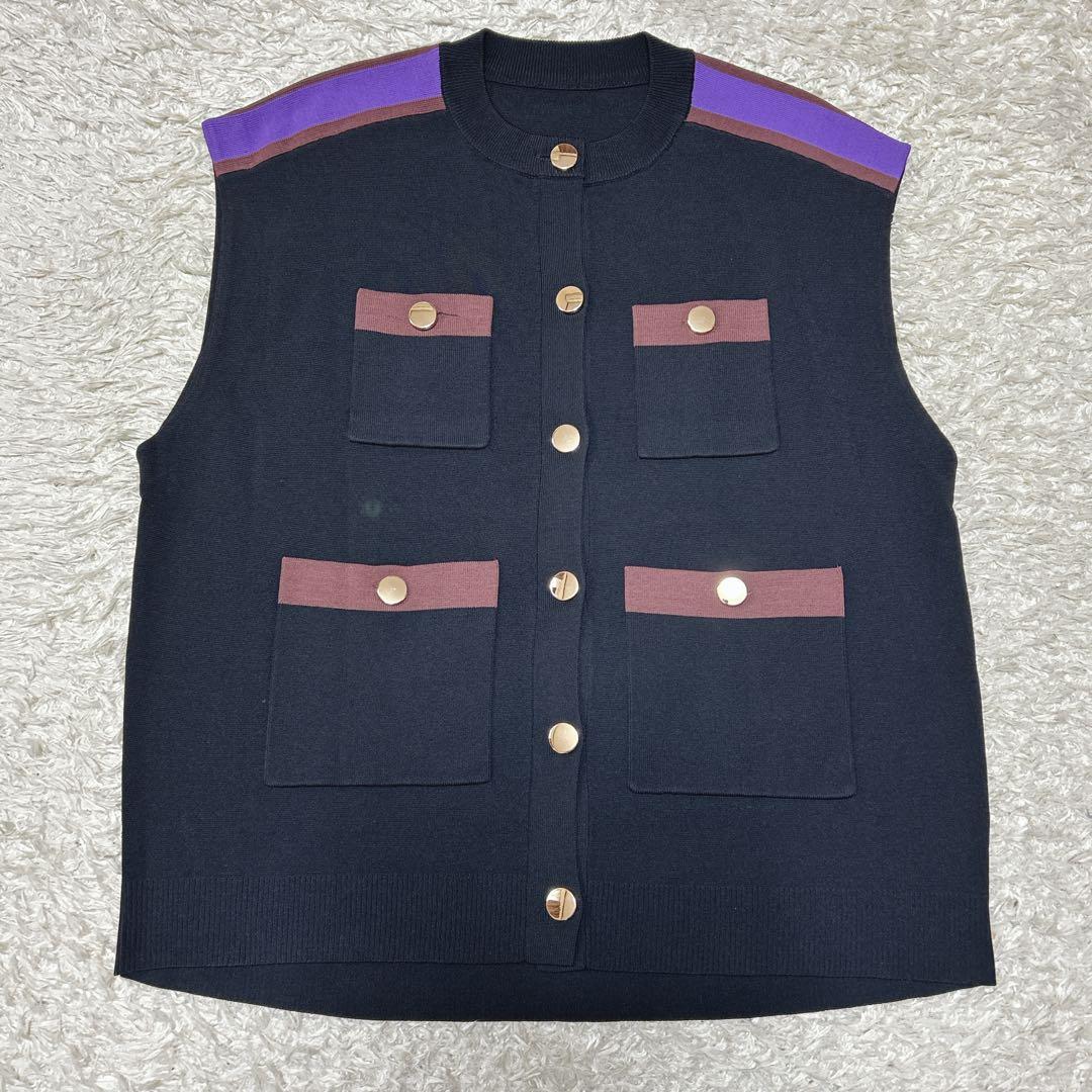 グレースコンチネンタル　配色ラインニットジレ 23SS 完売品 36