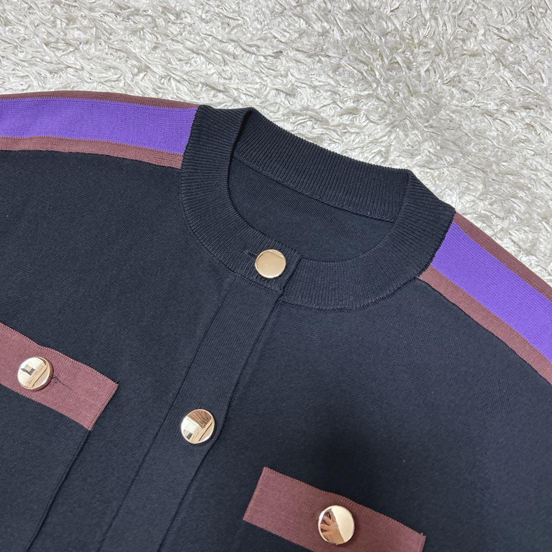 グレースコンチネンタル　配色ラインニットジレ 23SS 完売品 36