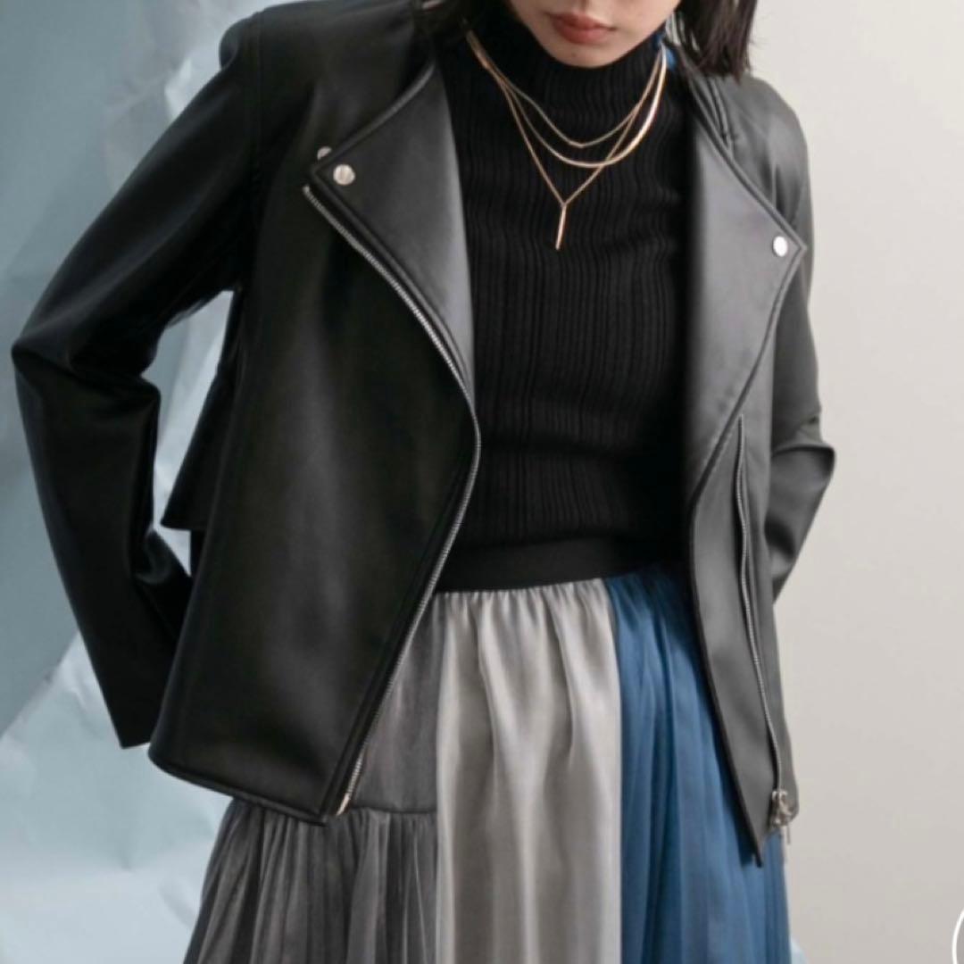 Eimee Law バックフリルフェイクレザーライダース