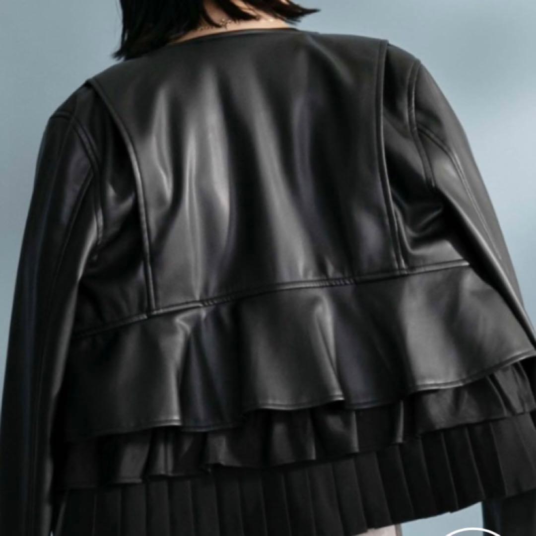 Eimee Law バックフリルフェイクレザーライダース