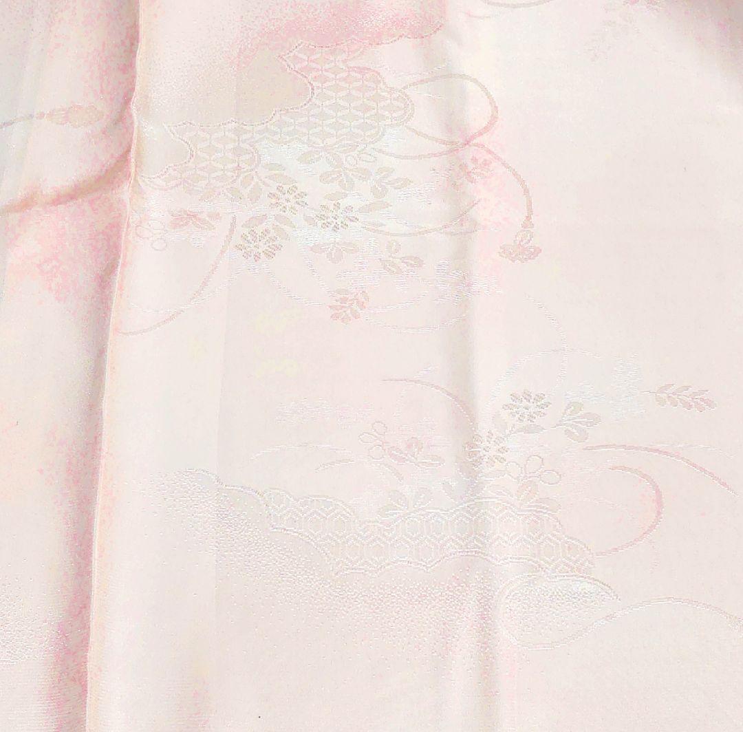 2049.振袖用 長襦袢 袖の無双部分は色付きぼかし 花と組紐 地紋 正絹 着物