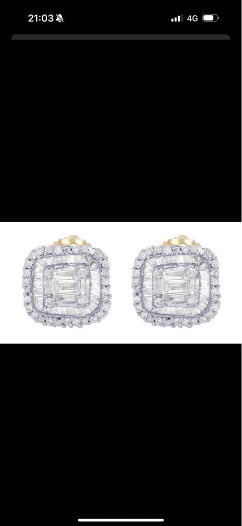 VS クラス 天然ダイヤモンド 10Kクラスター バゲット スタッドピアス