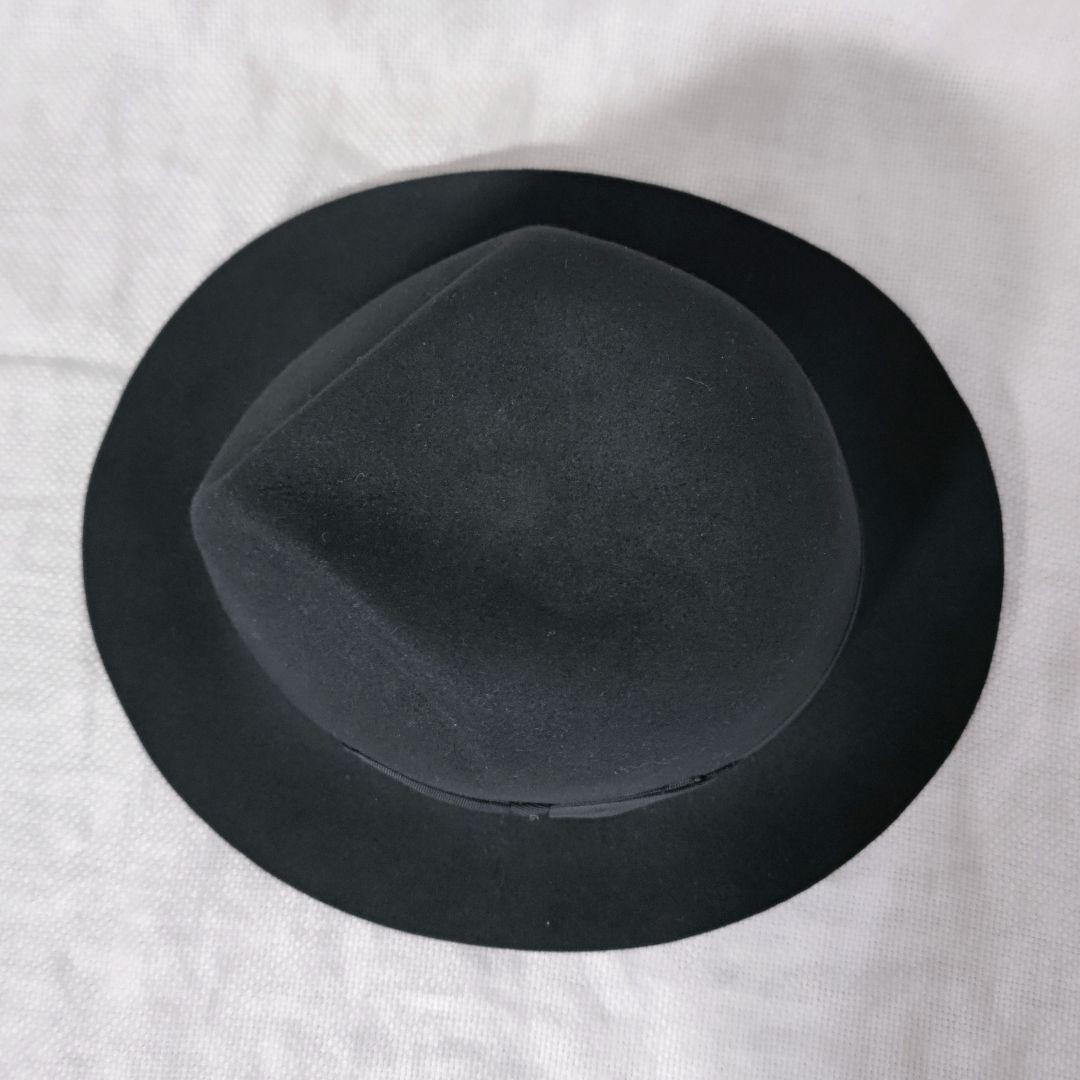 伊製ボルサリーノBorsalinoラビットファーフェルト中折れハット61ブラック