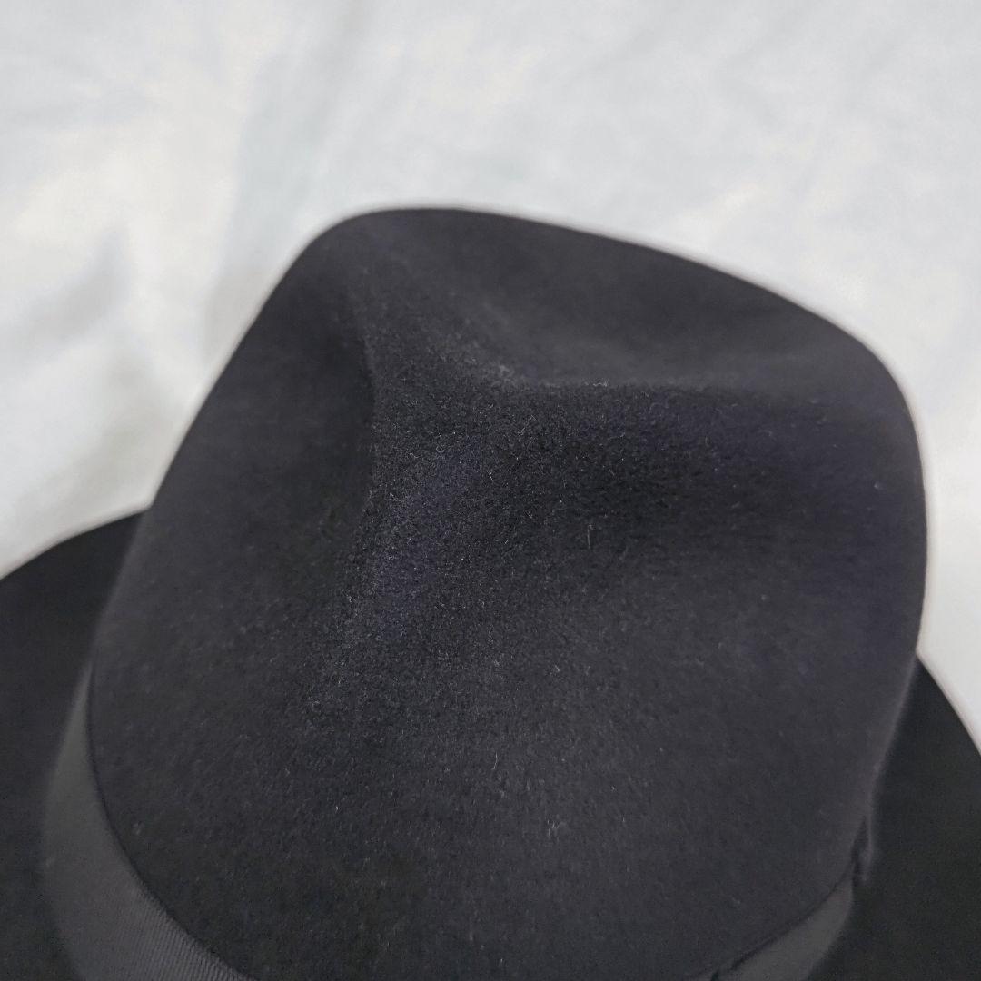 伊製ボルサリーノBorsalinoラビットファーフェルト中折れハット61ブラック