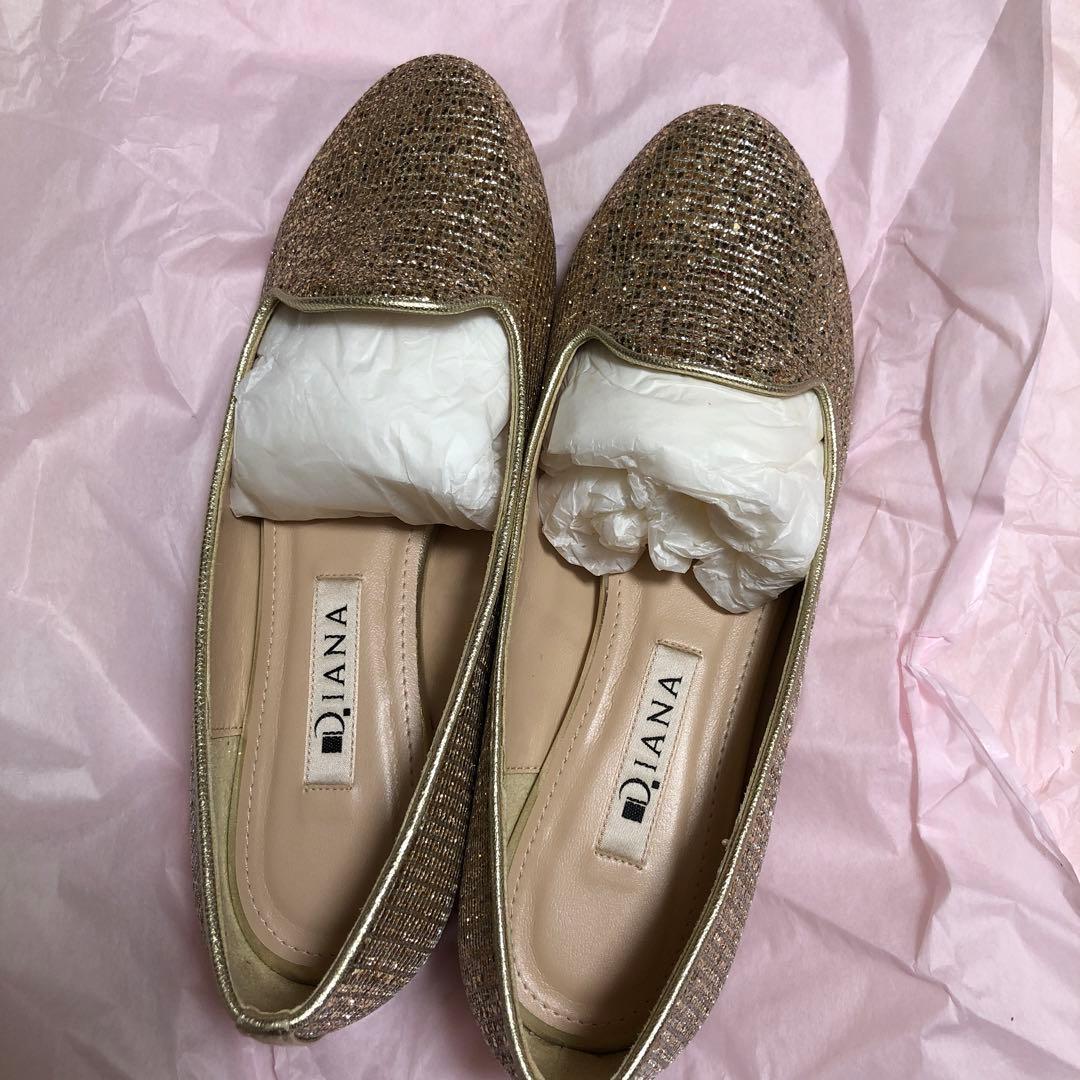 ダイアナ　DIANA 22.5 フラットシューズ　パンプス　ゴールド　ラメ