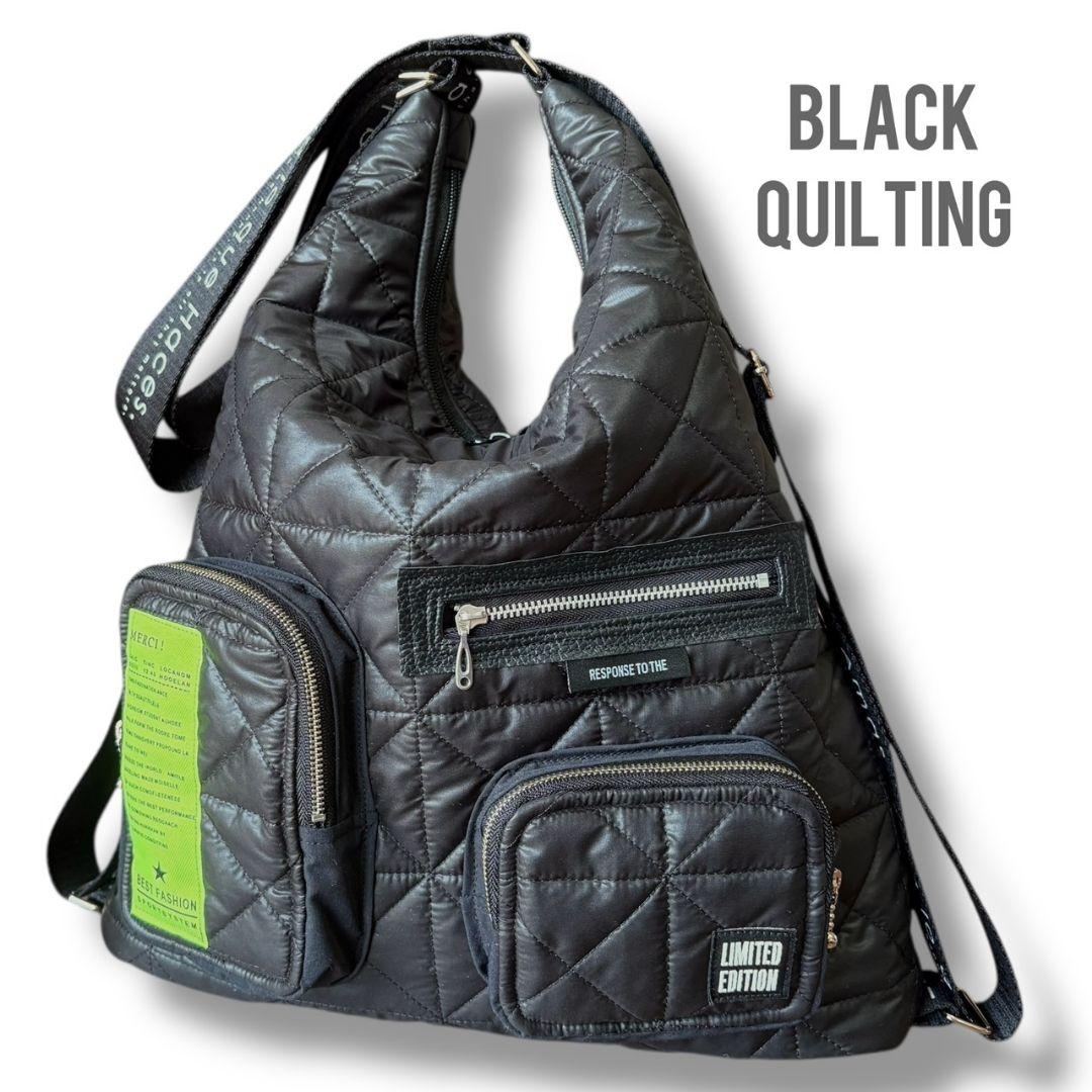 【A4収納可能】3way BAG／キルティングブラック