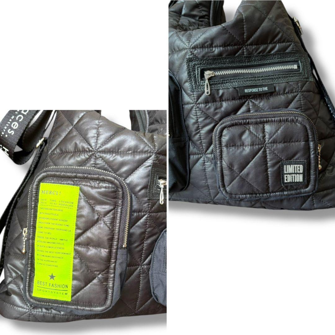 【A4収納可能】3way BAG／キルティングブラック