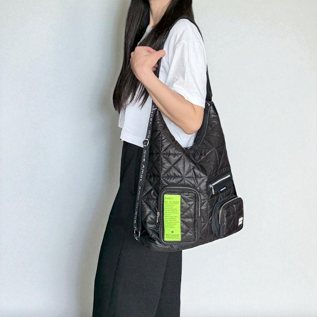 【A4収納可能】3way BAG／キルティングブラック