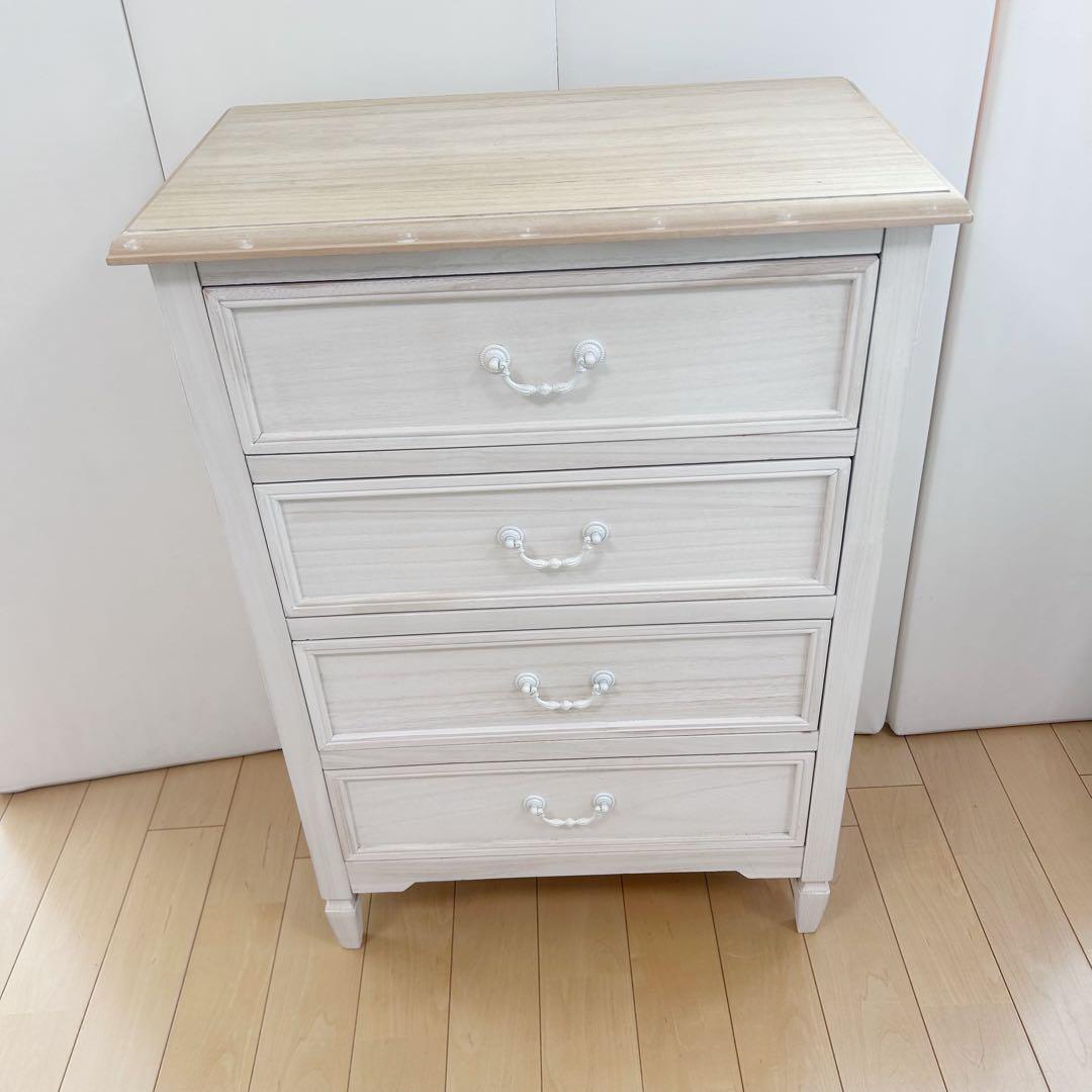 プロカントシリーズ　アンティーク調　チェスト　4段　フレンチカントリー　ホワイト