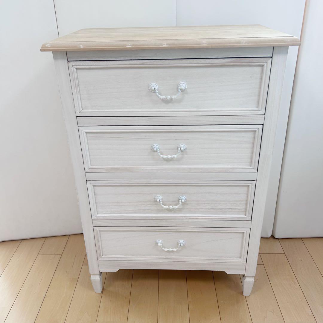 プロカントシリーズ　アンティーク調　チェスト　4段　フレンチカントリー　ホワイト