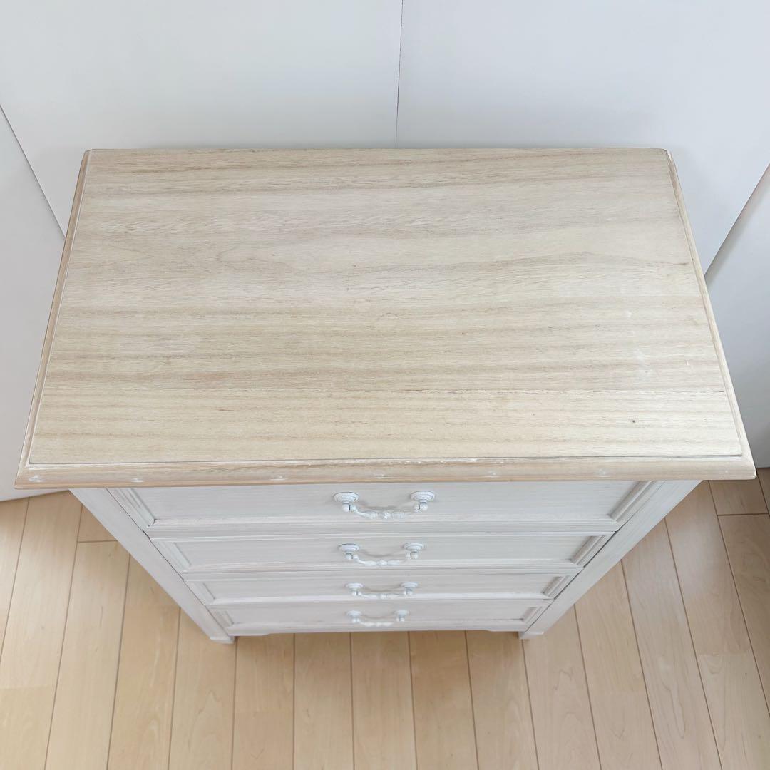 プロカントシリーズ　アンティーク調　チェスト　4段　フレンチカントリー　ホワイト