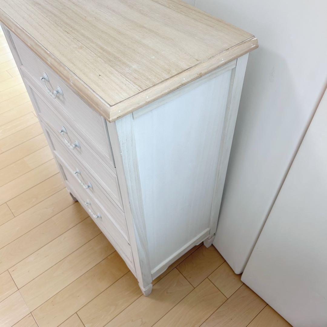 プロカントシリーズ　アンティーク調　チェスト　4段　フレンチカントリー　ホワイト