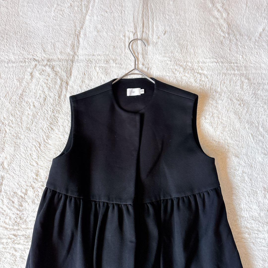 [美品]yori ヨリ ダブルクロス ジレ ベスト 完売品 黒 F