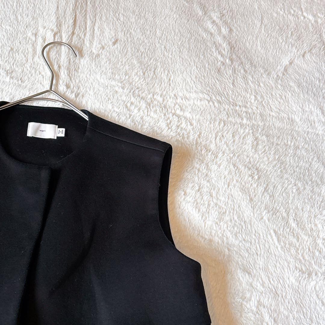 [美品]yori ヨリ ダブルクロス ジレ ベスト 完売品 黒 F
