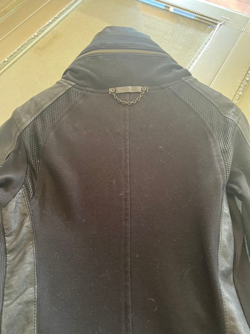 n❣️14th addict❣️レザーとストレッチ素材のハイネックジャケット