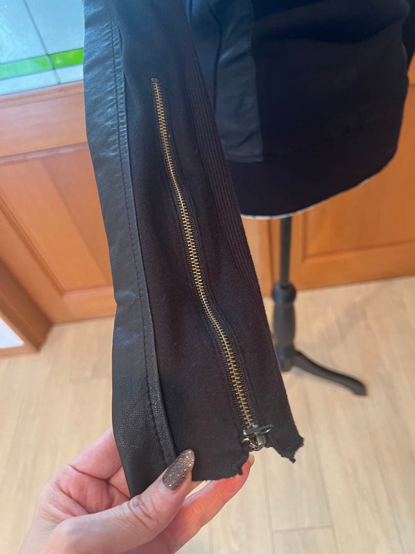 n❣️14th addict❣️レザーとストレッチ素材のハイネックジャケット