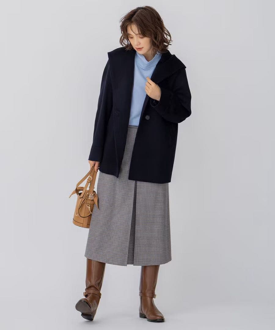 【23区】ウールカシミヤビーバー フード付き ショートコート