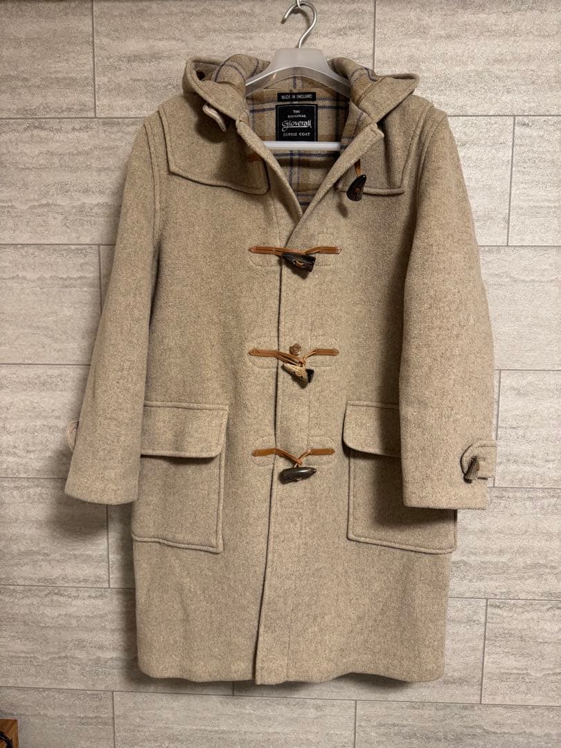 【希少なカシミア混】グローバルオール ダッフルコート 英国製 明るめのベージュ