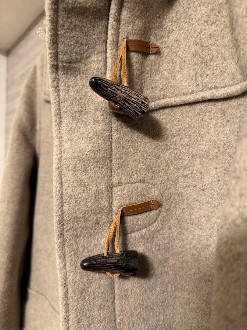 【希少なカシミア混】グローバルオール ダッフルコート 英国製 明るめのベージュ