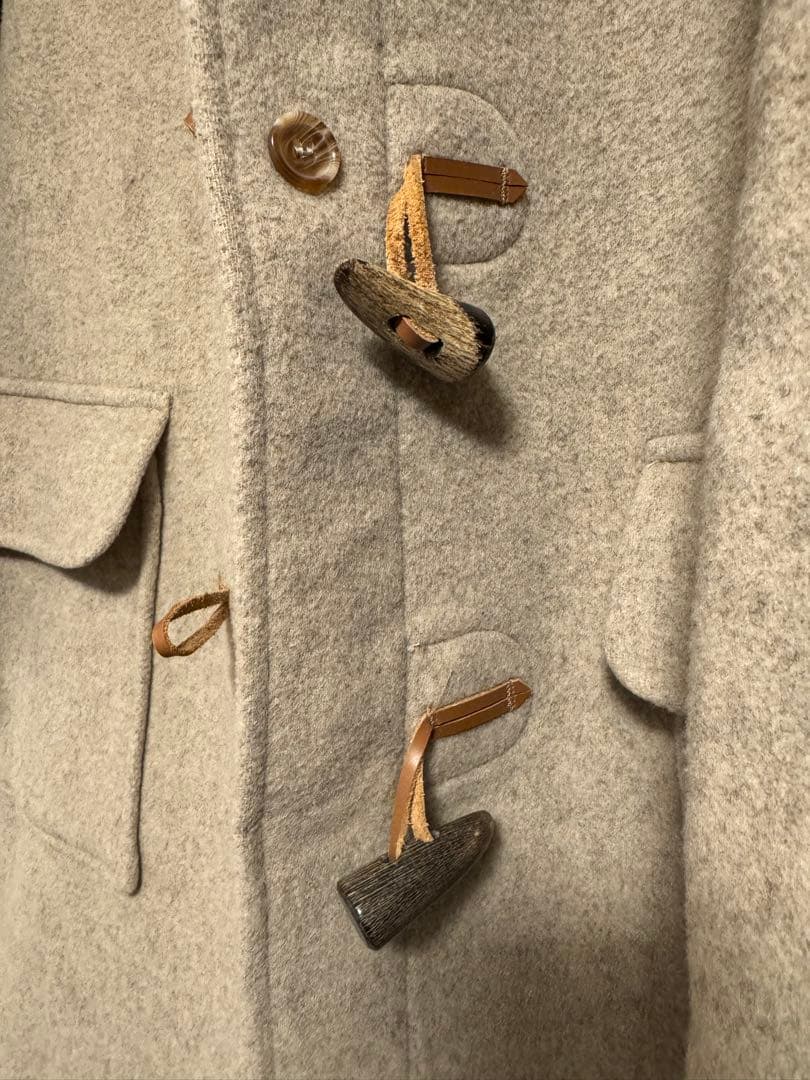 【希少なカシミア混】グローバルオール ダッフルコート 英国製 明るめのベージュ