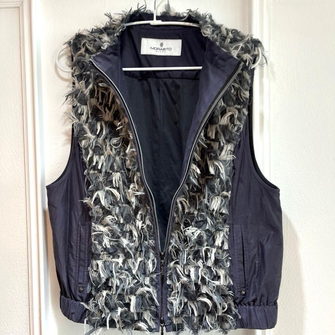 【モラビト】ダブルジッパーウェスト丈のおしゃれなデザインベスト