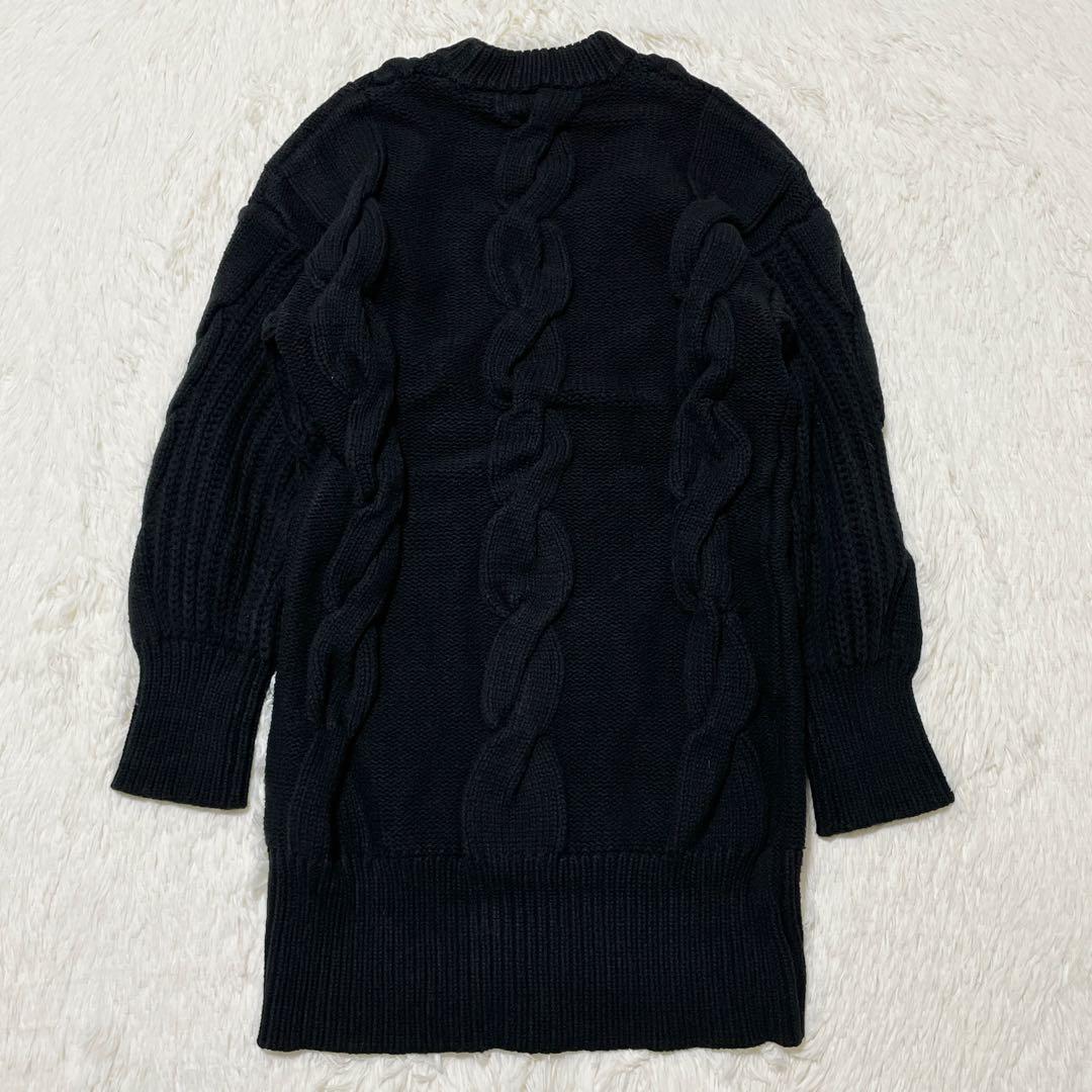 UN3D. アンスリード レイヤード ケーブル ニットワンピース ブラック