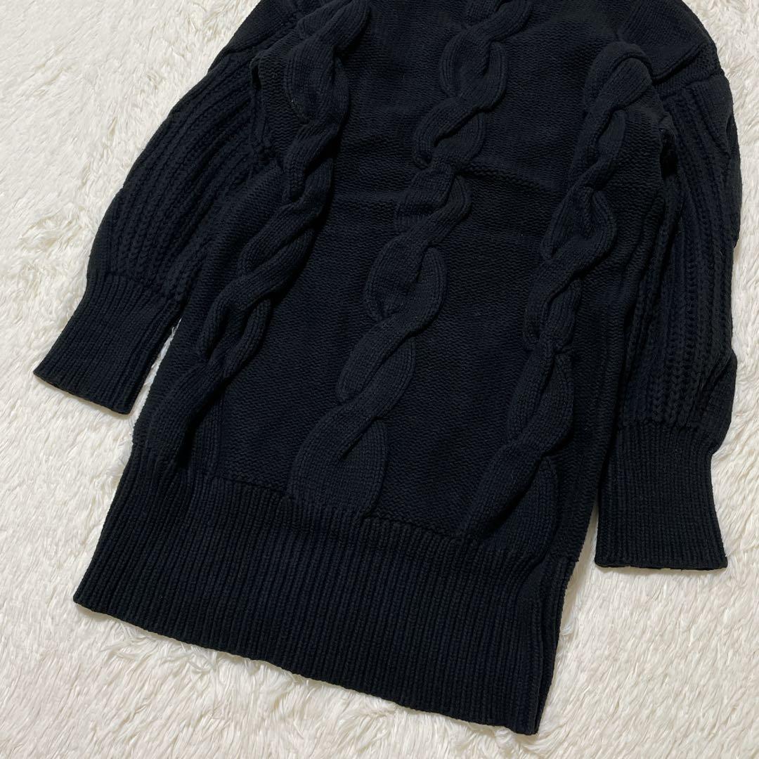 UN3D. アンスリード レイヤード ケーブル ニットワンピース ブラック