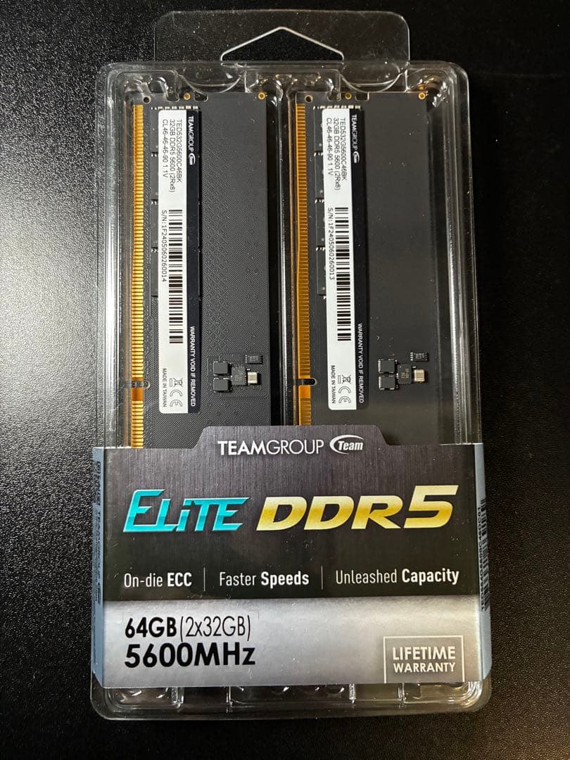 【新品未開封】TEAMGROUP DDR5 64GB (32GBx2)
