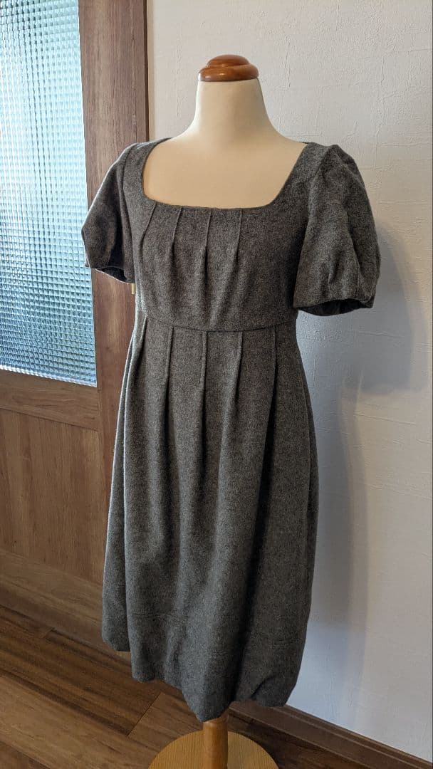Foxy ＊チンチラ襟　バルーンワンピース　グレー＊size38 美品