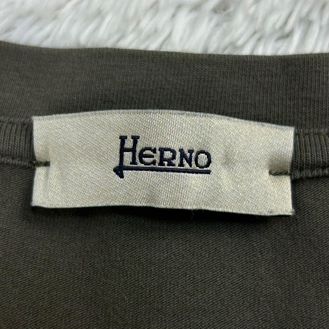 【定番モデル】ヘルノ☆センターロゴTシャツ カーキ サイズ46 入手困難