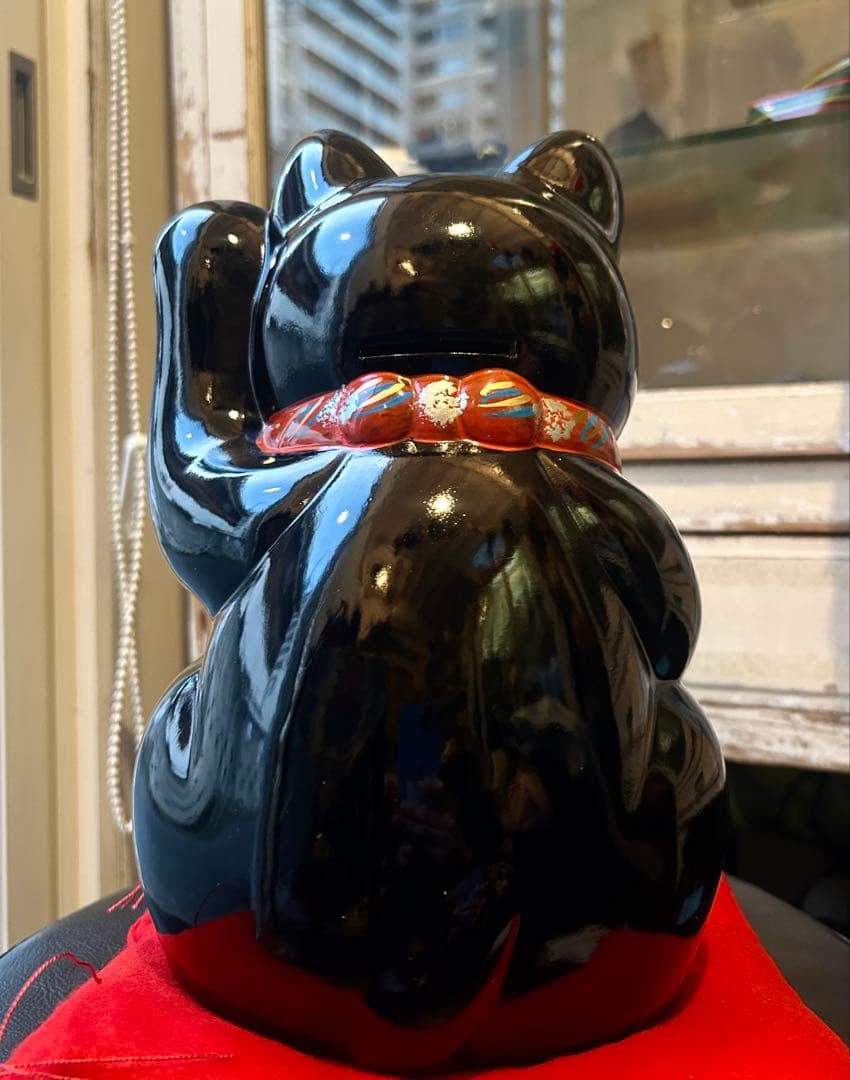 運気上昇&良縁を招く⭐︎招き猫⭐︎常滑焼⭐︎黒⭐︎左手あげ⭐︎貯金箱⭐︎福猫