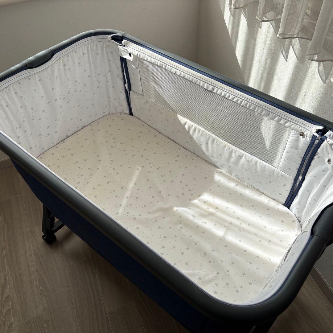 【yuka】HZDMJ折りたたみベビーベッド ネイビー