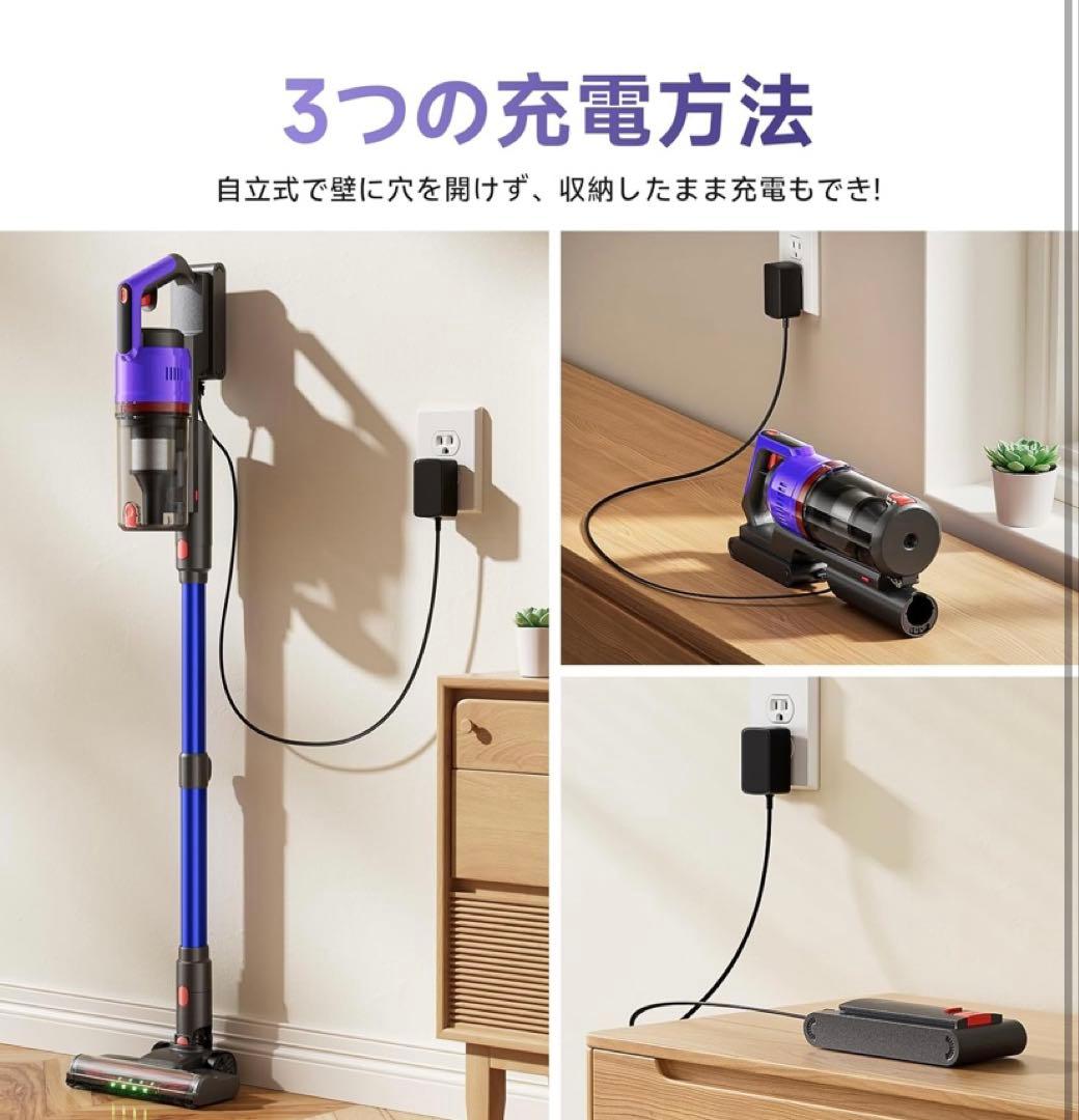 【人気】掃除機 コードレス 強力吸引 自立式 55分連続稼働 軽量 視感グリーン