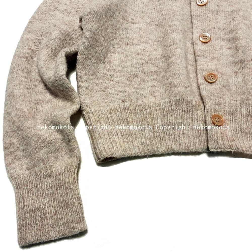 専用★45R シェットランド縮絨のカーディガン 3 ウール ベージュ ニット