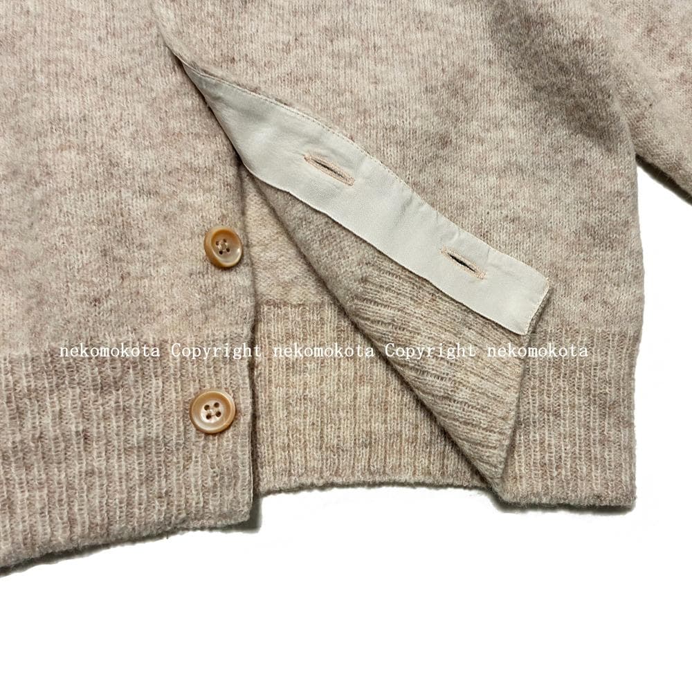 専用★45R シェットランド縮絨のカーディガン 3 ウール ベージュ ニット
