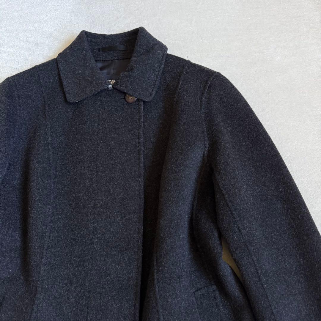 【極美品】バーバリーロンドン ピーコート カシミア混 グレーブラック 11号