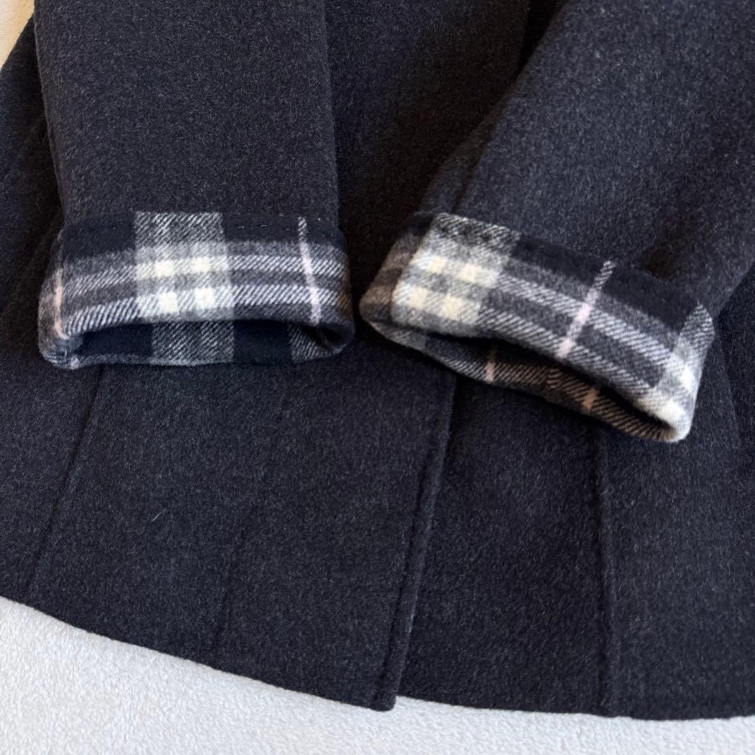 【極美品】バーバリーロンドン ピーコート カシミア混 グレーブラック 11号