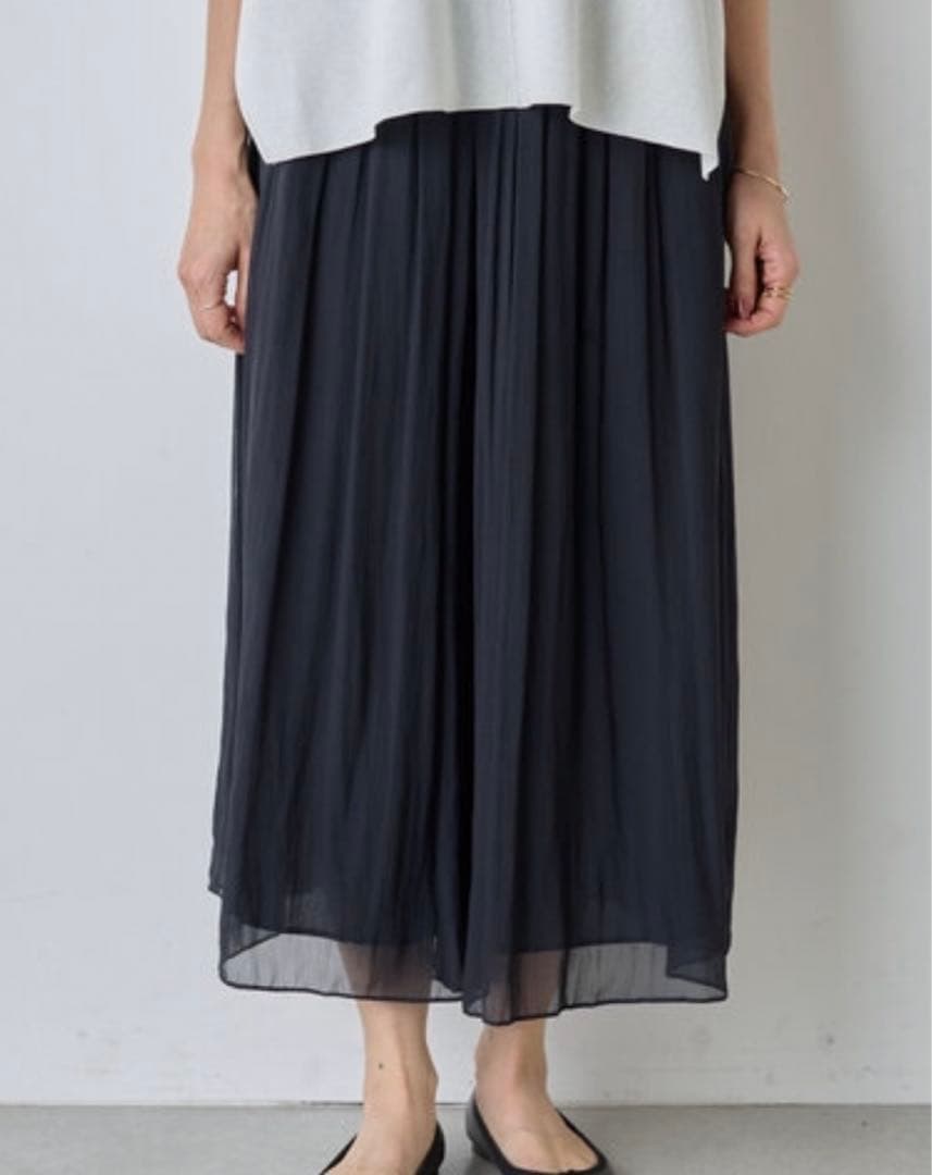 BEARDSLEYシワシフォンギャザーパンツ✳︎ブラック✳︎大きいサイズ✳︎新品タグ付