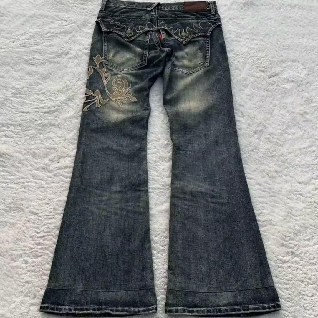 パンツ Rigid flare denim opium studs y2k