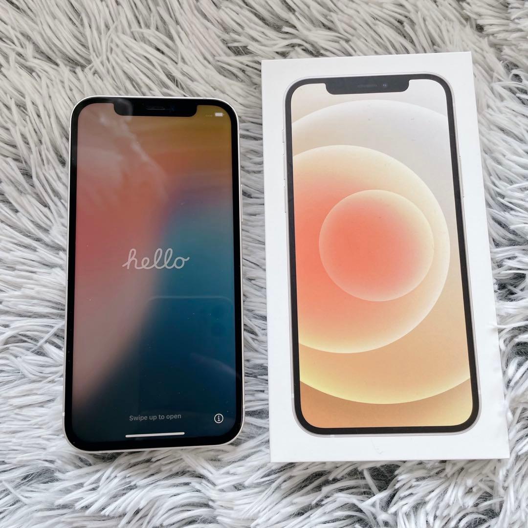 【美品】早い者勝ちiPhone12ホワイトSIMフリー128GBFaceID不可