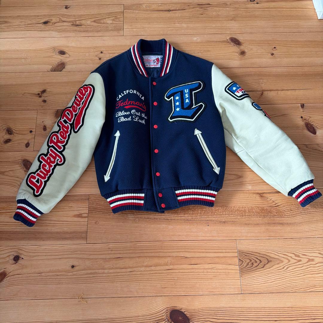 【激レア！300着限定】TEDMAN スタジャン 袖レザー 紺 42( L )
