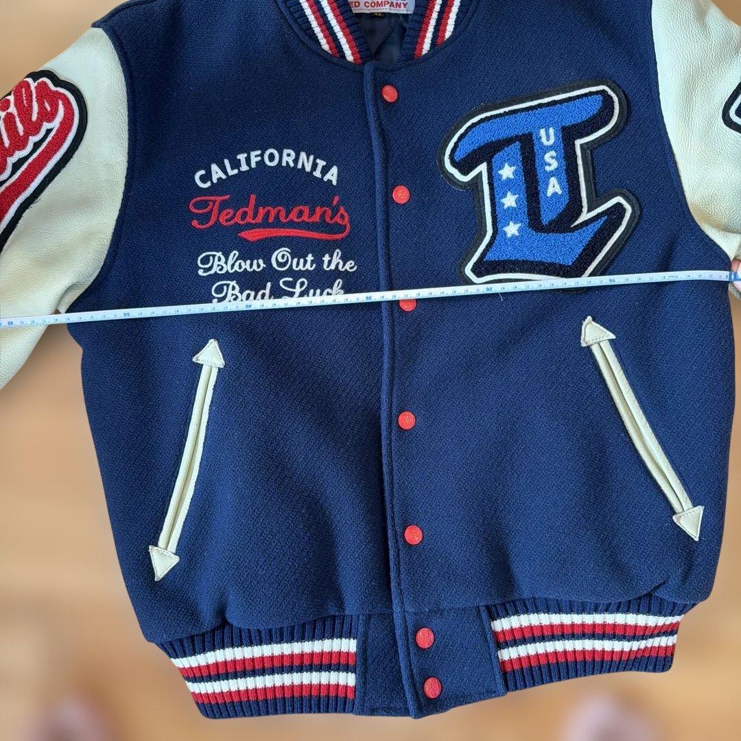 【激レア！300着限定】TEDMAN スタジャン 袖レザー 紺 42( L )