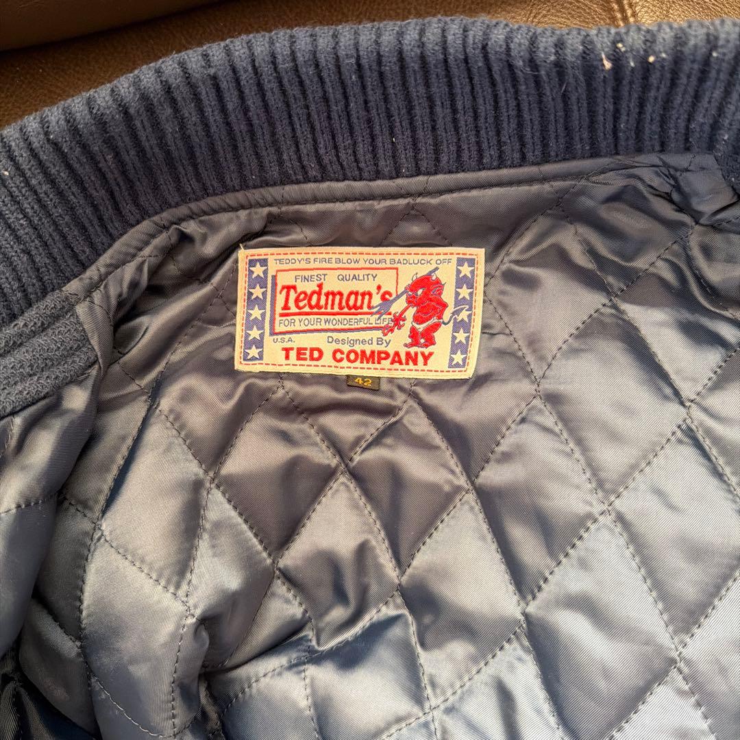 【激レア！300着限定】TEDMAN スタジャン 袖レザー 紺 42( L )