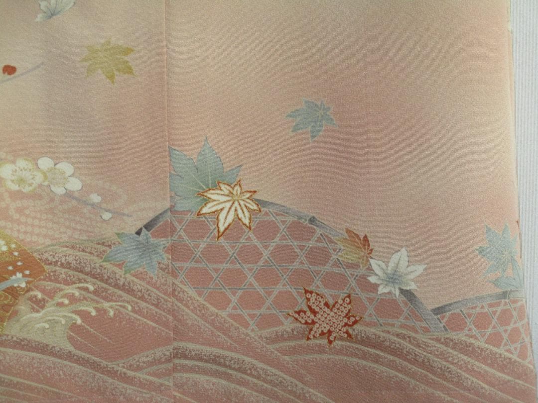 L～2Ｌサイズ　訪問着からの着物リメイクドレスです　着丈１２１cm