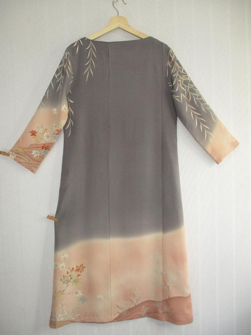 L～2Ｌサイズ　訪問着からの着物リメイクドレスです　着丈１２１cm