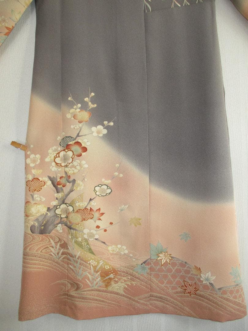 L～2Ｌサイズ　訪問着からの着物リメイクドレスです　着丈１２１cm